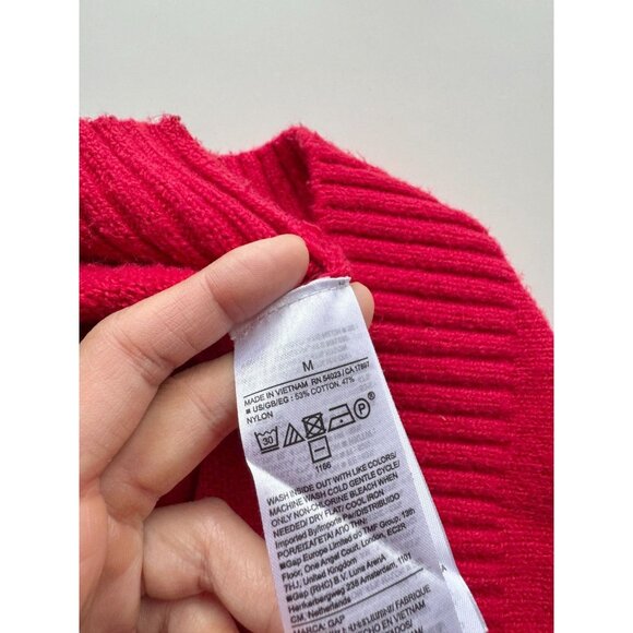GAP Modern Red Cashsoft Cotton Blend Knit Crew Neck Sweater, Size M - Picture 14 of 16